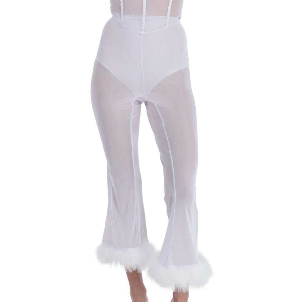 White Sheer Flare Pants Wearable Costume